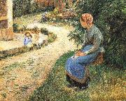 Sitting in the garden of the maids Camille Pissarro